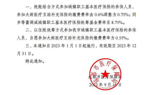 2023年成都市最新醫療保險繳費比例 第2張